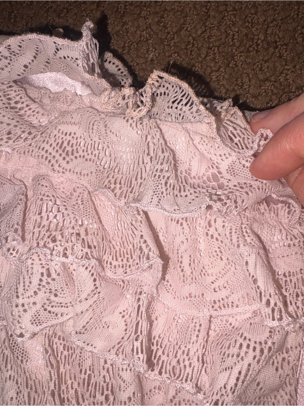 bebe 💞 Pink Satin Lace Dress - Picture 10 of 11